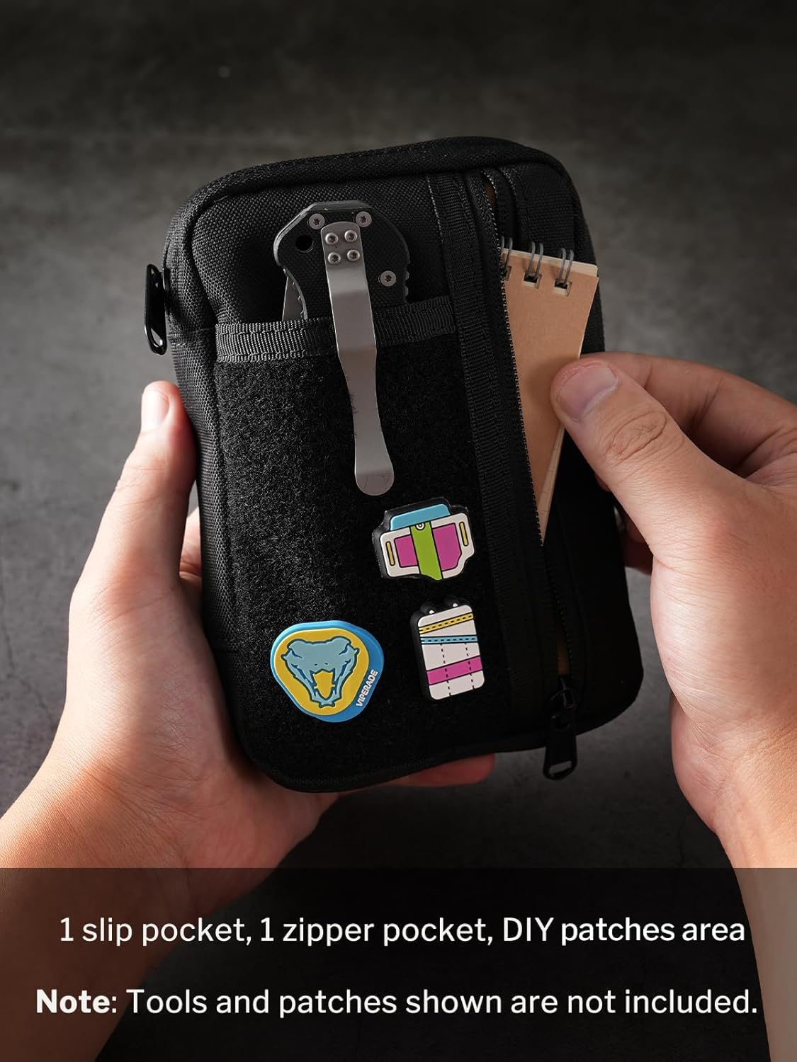 VIPERADE VE30 Molle Pouches Small EDC Pouch,Compact Belt Pouch for Men,EDC Pouch Pocket Organiser with Patches Area,Adjustable Molle Backpack Pack Pocket for Camping Bush Craft/Hiking/Traveling - Image 3