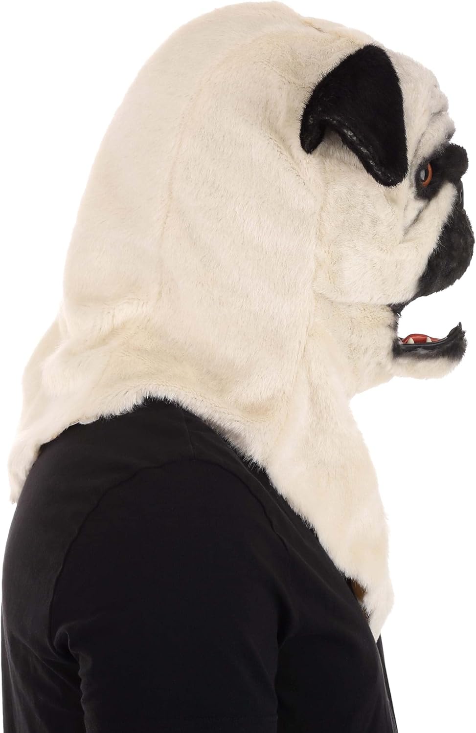 Mouth Mover Realistic Pug Mask - Faux Fur Covered Dog Mask with Moving Mouth, Costume Accessory