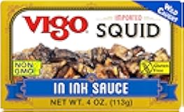 Vigo Premium Imported Canned Seafood, Squid in Ink Sauce, Specialty Flavored, Perfect for Recipes and Dishes (Squid in Ink Sauce, 4 Ounce (Pack of 10))