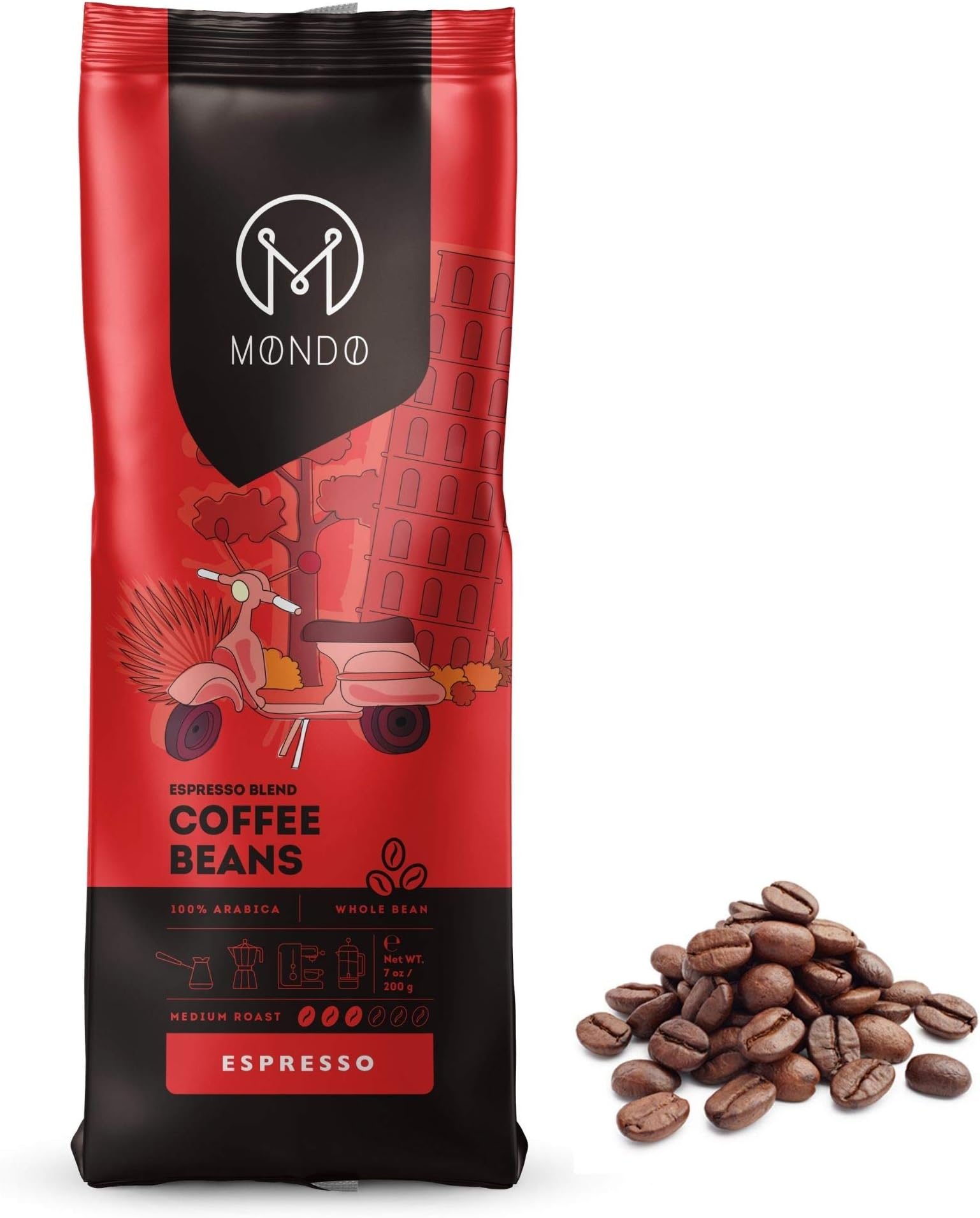 Mondo Whole Bean Coffee 100% Arabica, Medium Roast (Espresso Blend (Medium Roast))