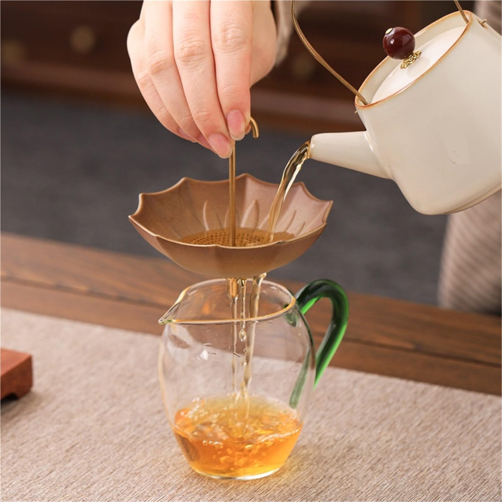 1 Uds colador de té cerámica con Infusor en forma paraguas, separador hojas, filtro, herramienta elaboración, mesa escritorio Para Reuniones Familiares Y Oficinas