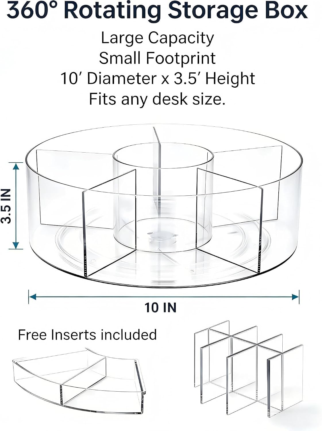 Desktop Rotating Pen Holder, 360° Rotating Acrylic Pen Stand with 6 Compartments, Transparent Marker Storage Box, Suitable for Schools, Offices, Classrooms, and Craft Rooms image 5