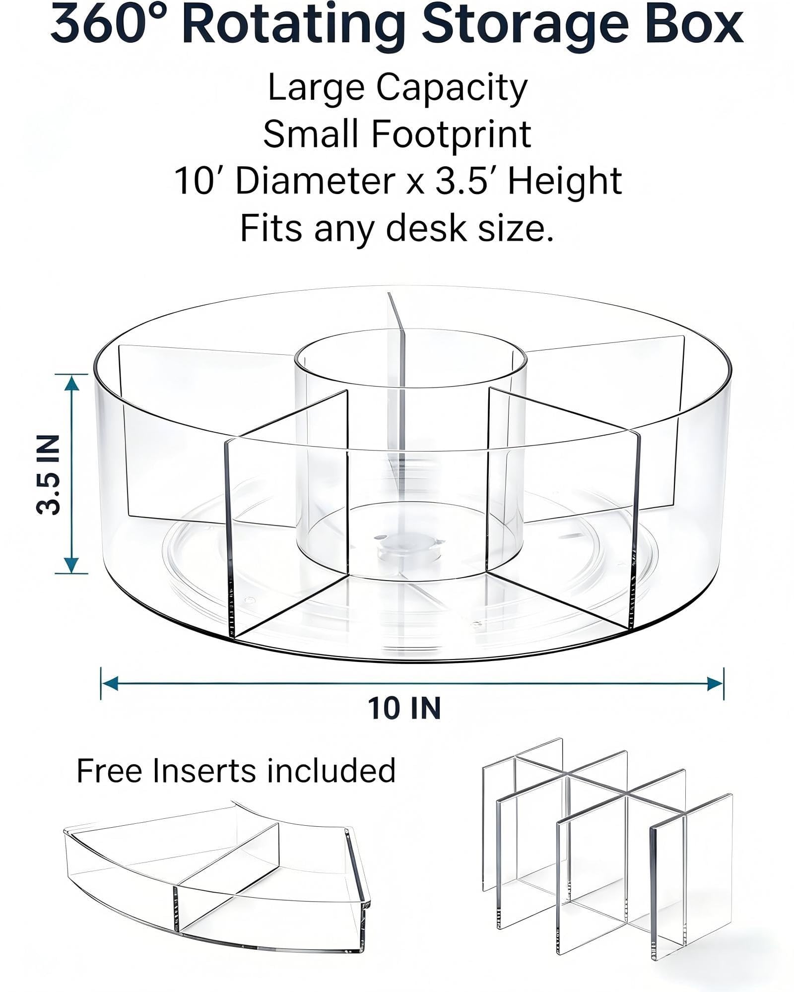 Portapenne girevole a 360 gradi, organizer da scrivania e accessori con 6 scomparti portapenne