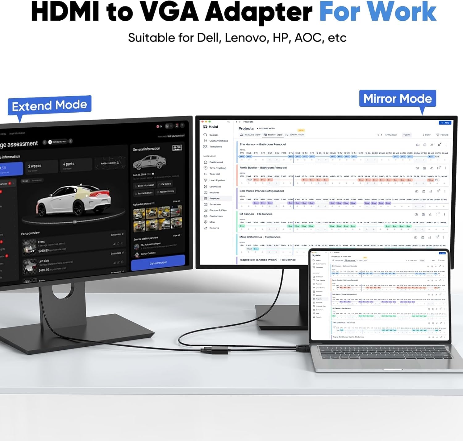 Paquete de 30 adaptadores HDMI a VGA, adaptadores unidireccionales HDMI a VGA macho a hembra chapados en oro para monitor, proyector, HDTV, laptop, computadora, computadora, Chromebook, Roku