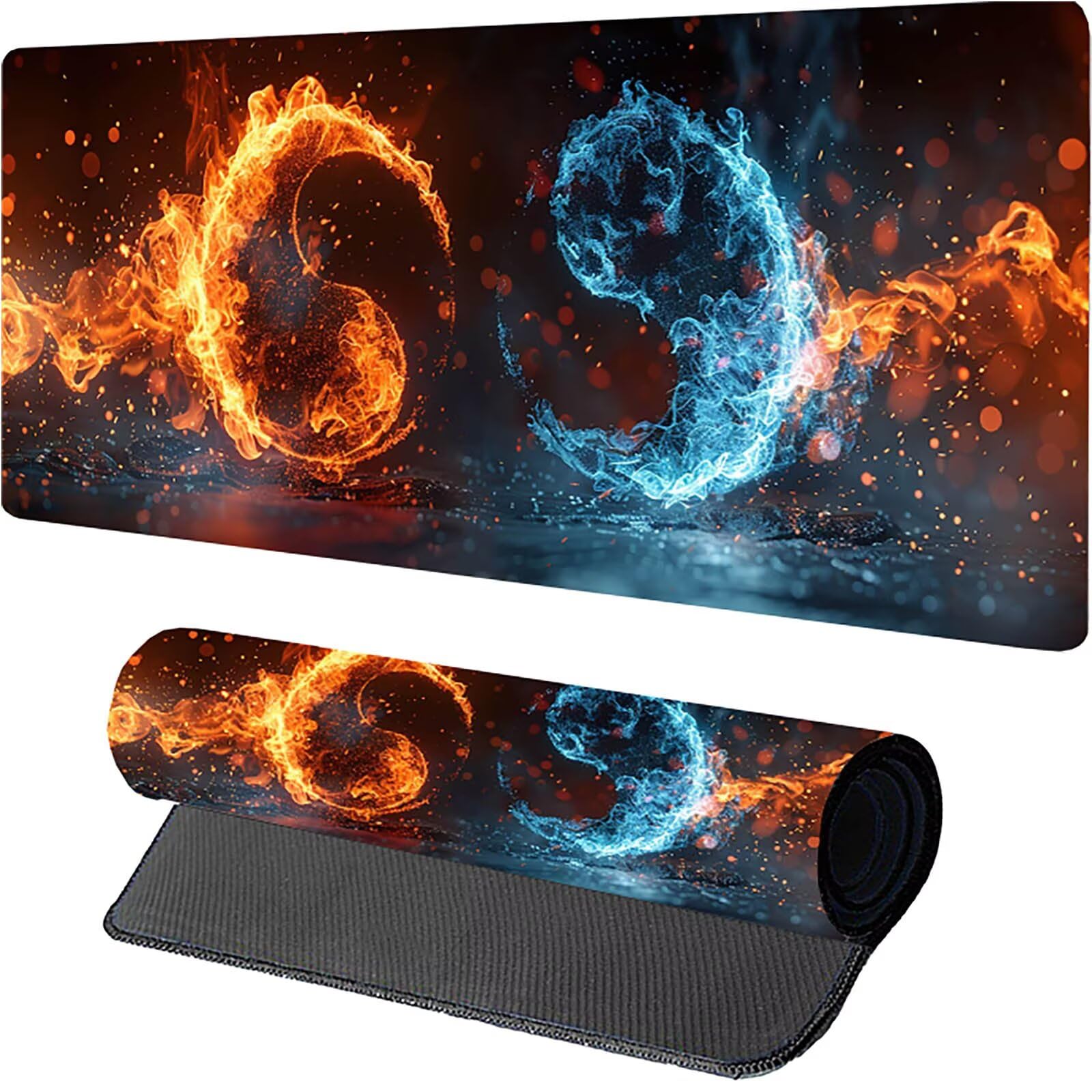 Tappetino Mouse XXL 1500 x 800 mm, Tappetino Mouse Fiamma, Gaming Mousepad Migliorare la Velocità e la Precisione, Mouse Pad con Base in Gomma Antiscivolo, Ufficio Accessori Gaming, Rosso 7-1464