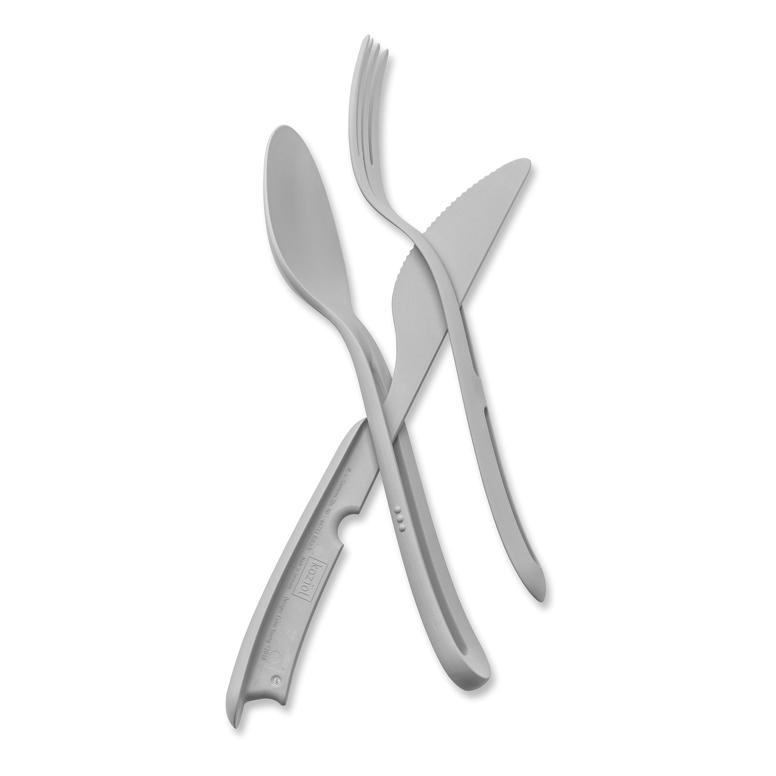 koziol 4003663 KLIKK Cutlery Set, Plastic, Soft Grey - Image 3