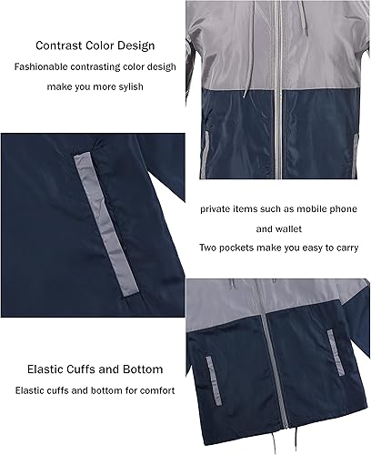 Miniatura 5 de Cortavientos ligero para hombre - Chaqueta transpirable con capucha para exteriores y viajes al trabajo