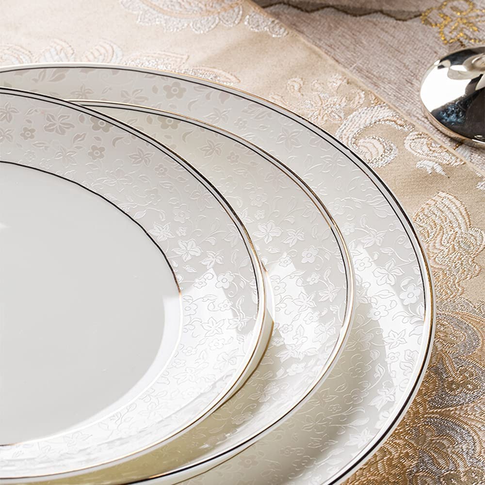 60-częściowy zestaw wysokiej jakości porcelanowej zastawy stołowej Luksusowy zestaw talerzy i misek Chińskie złote zdobienia stołowe, odpowiednie na rodzinne kolacje i przyjęcia