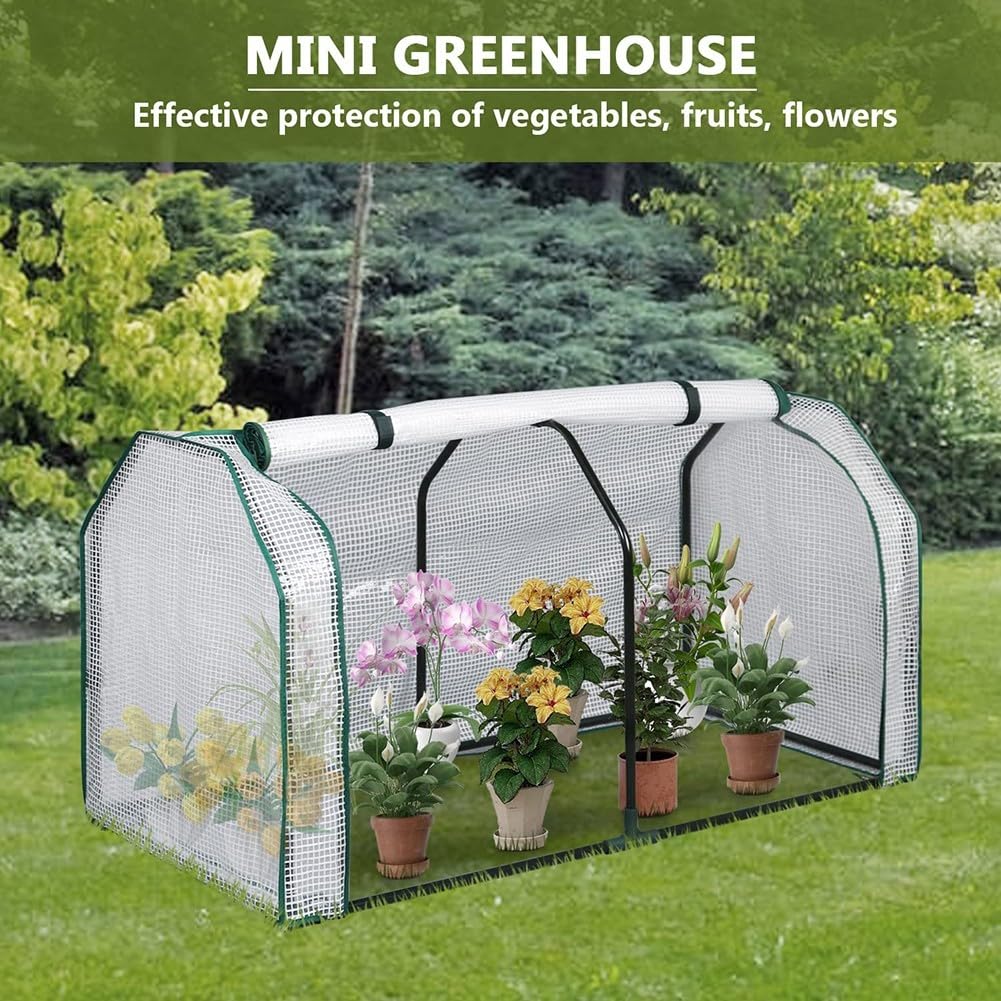 Invernadero portátil para jardín, 120 x 60 cm, cubierta resistente a los rayos UV (120 x 60 x 60 cm) | Tamaño compacto 120x60x50cm, marco de acero Ø16mm, cubierta de PVC transparente, ideal para espacios pequeños