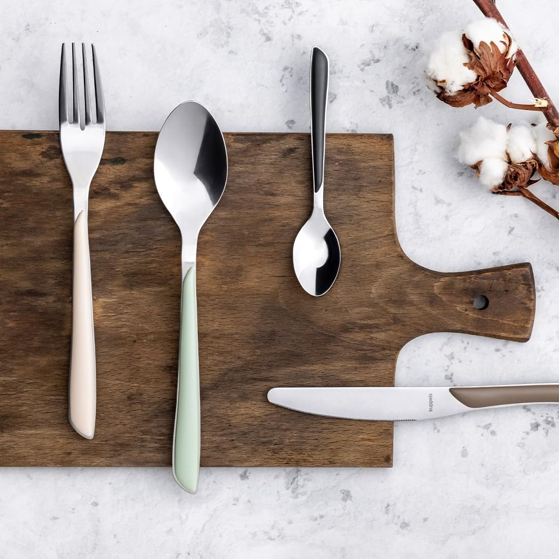 Kuppels 2294SAPK10C71 - Cubertería (acero inoxidable) | Mango de plástico esmerilado, cuchillo ondulado, inoxidable, apto para lavavajillas, disponible en 9 tonos