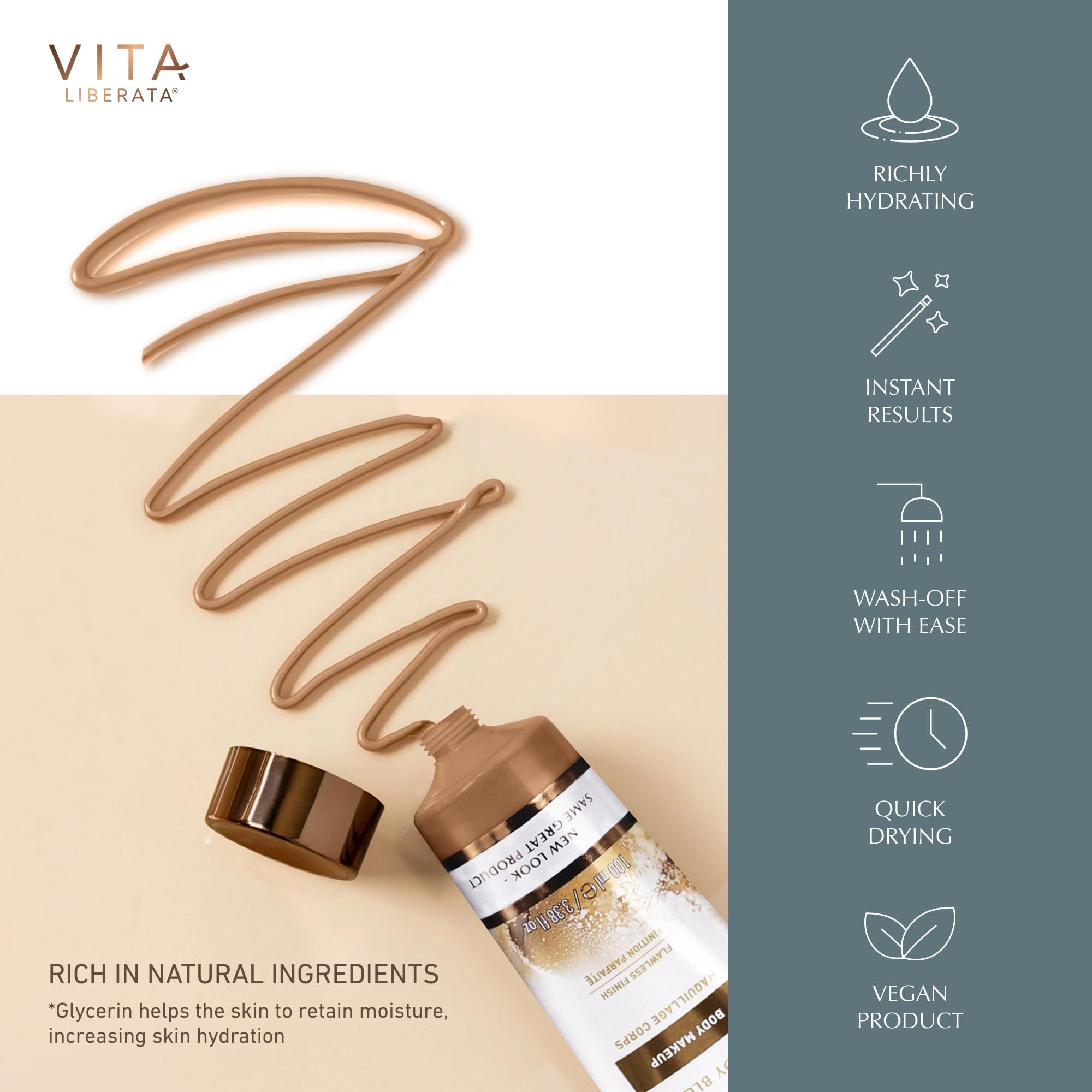 VITA LIBERATA Body Blur Dark 100ml & Mitt Bundle, Leg & Body Makeup, Skin Perfector, Wash Off Instant Tan - Image 4