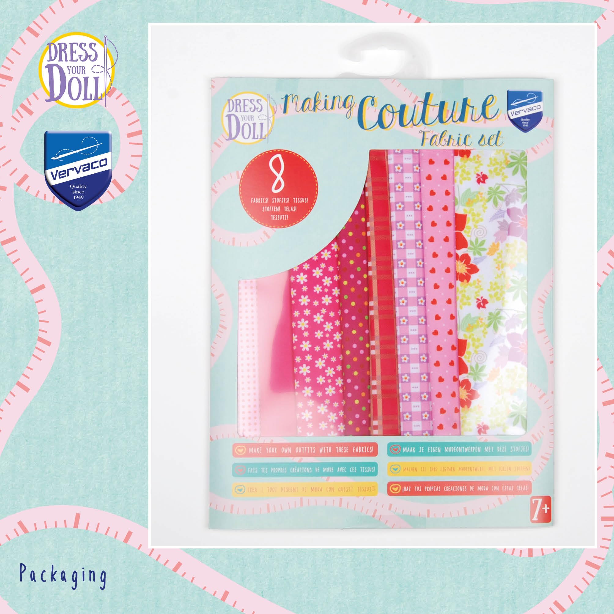 Vervaco Pink Dress Your Doll Outfit Making Set, Multicolore