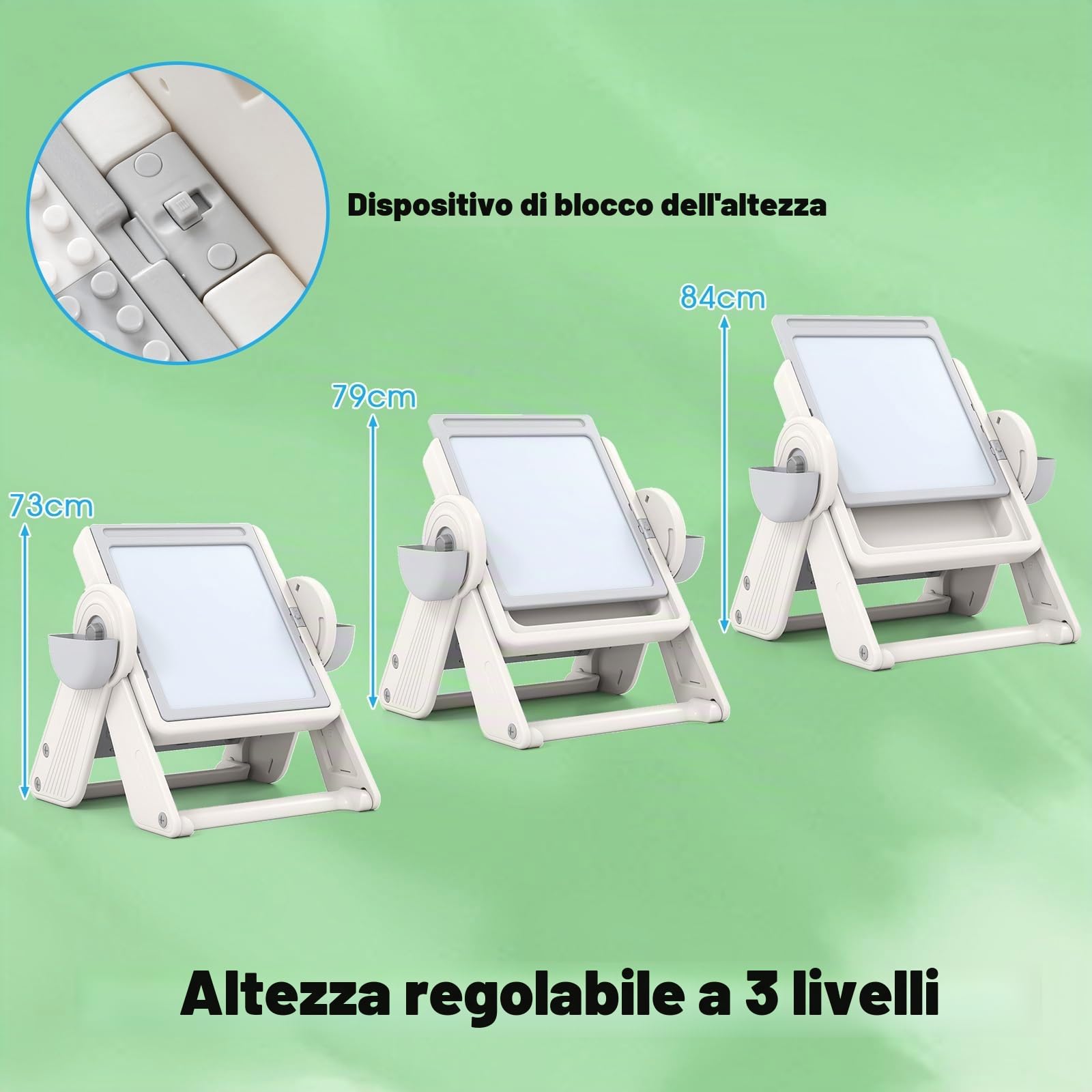 LIFEZEAL Tavolino e Sedia per Bambini 18+Mesi, in Plastica, Tavolo con Lavagna, Libreria, Tavola per Costruzioni, Vassoio di Acqua, Sabbia, Altezza Regolabile, Piano Inclinabile, Pieghevole (grigio)