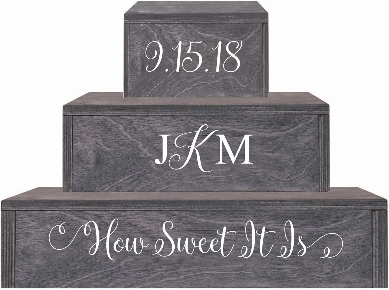 LifeSong Milestones Rustic 3-Tier 12” Tall Wooden Wedding Cupcake Dessert Tower Stand Keepsake for Husband and Wife Couple (Walnut)