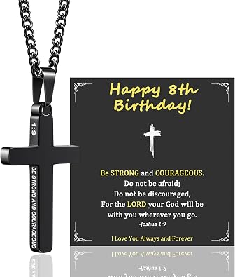 Sereney Cross Necklace for Boys Girls as Birthday Baptism Christian Gifts