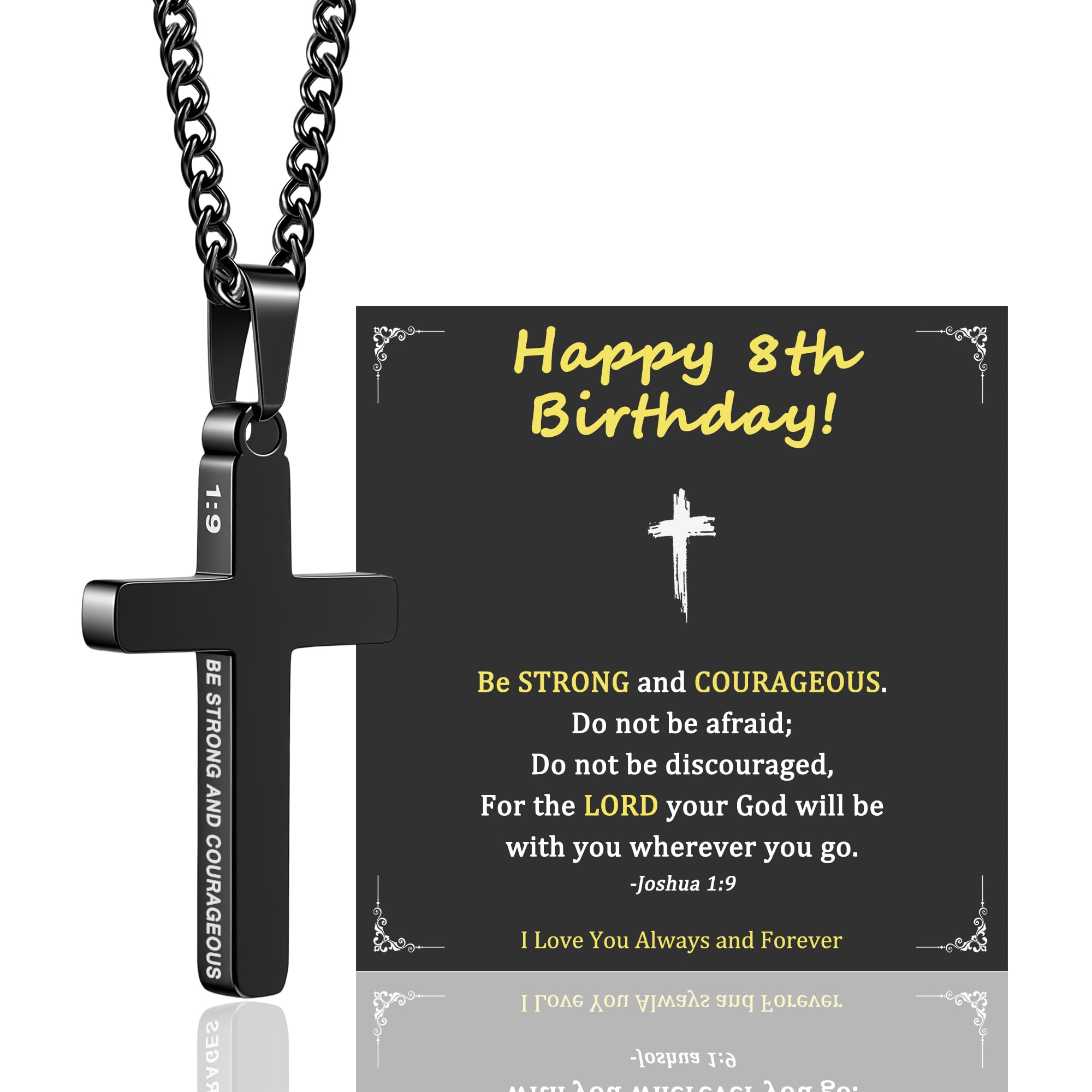 Sereney 8 10 13 Year Old Birthday Gifts for Boys, Cross Pendant Necklace