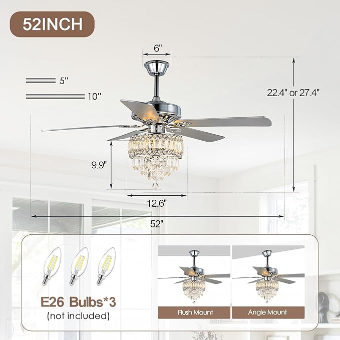 Ventilador de Techo 52" Con Luz y Control Remoto 110V miniatura 3