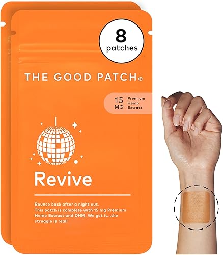 The Good Patch Revive Patch - Rebota después de una noche de salida - Parche de bienestar alimentado por plantas - 15 mg de extracto de cáñamo y DHM