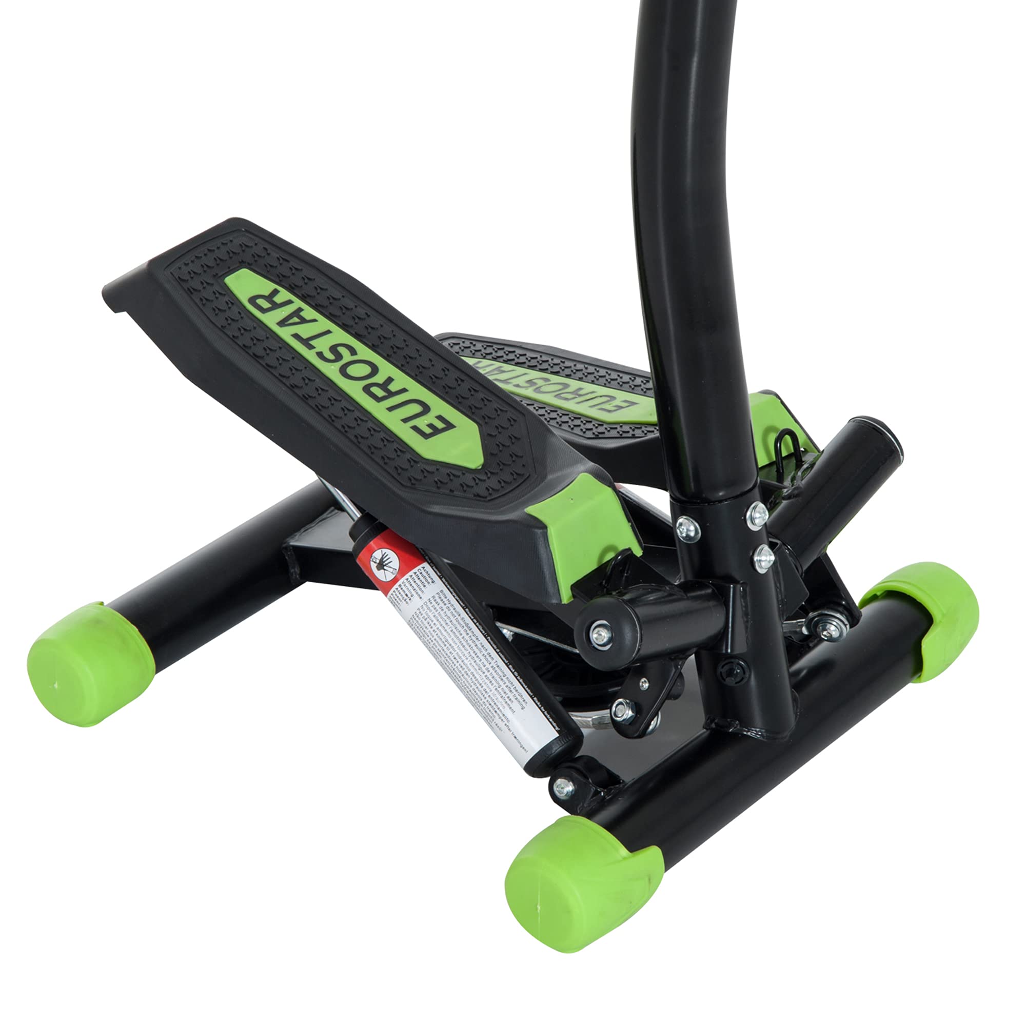 HOMCOM Máquina de Step de Acero Stepper Up-Down Máquina de Paso con 2 Reposapiés 2 Banda Elástica y Pantalla LCD Pedales Ajustables Resistencia Hidráulica para Casa Oficina 40x40x118cm Negro y Verde