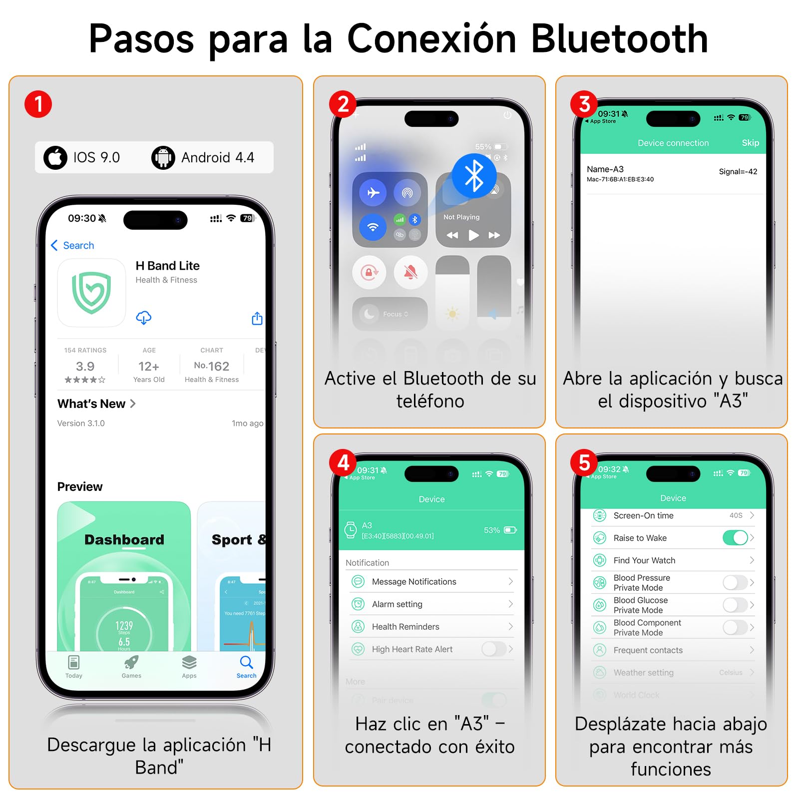 Reloj Inteligente Hombre Mujer con Llamadas Bluetooth, 1.43'' AMOLED Smartwatch con 100+ Modos Deportivos Pulsera Actividad para Android iOS (Negro)