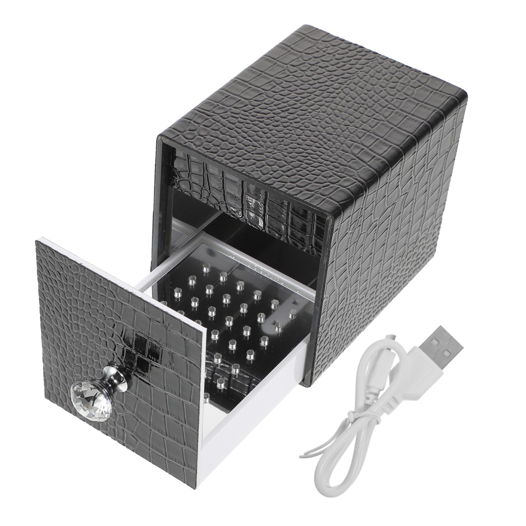 BESTYASH Acryl Nagelkunst Fräserbox mit USB Stromversorgung und Lederbezug für Maniküre Training