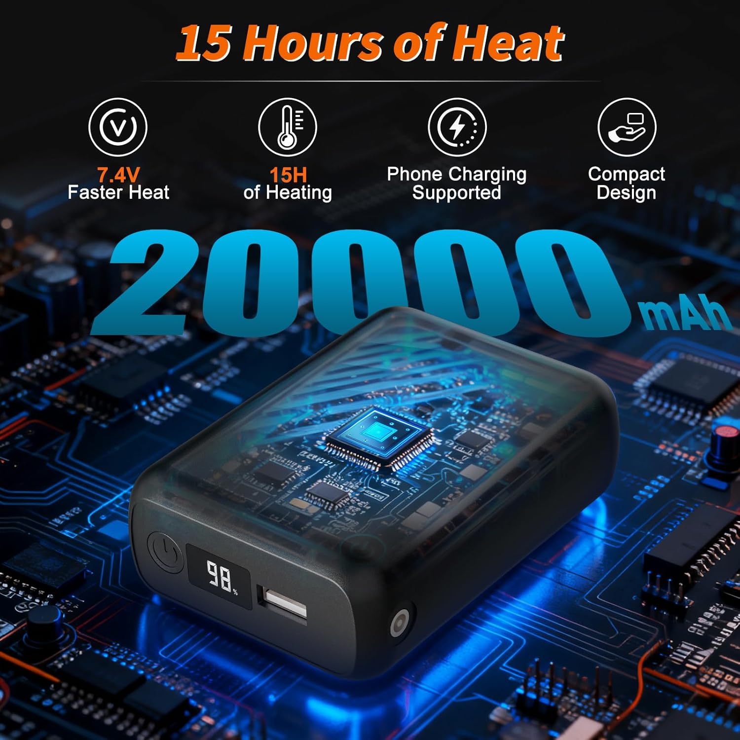 Heated Vest for Men Women with APP Control, 7.4V 20000mAh Battery Pack, Winter Hunting Ski Hiking Christmas Gifts - Image 5
