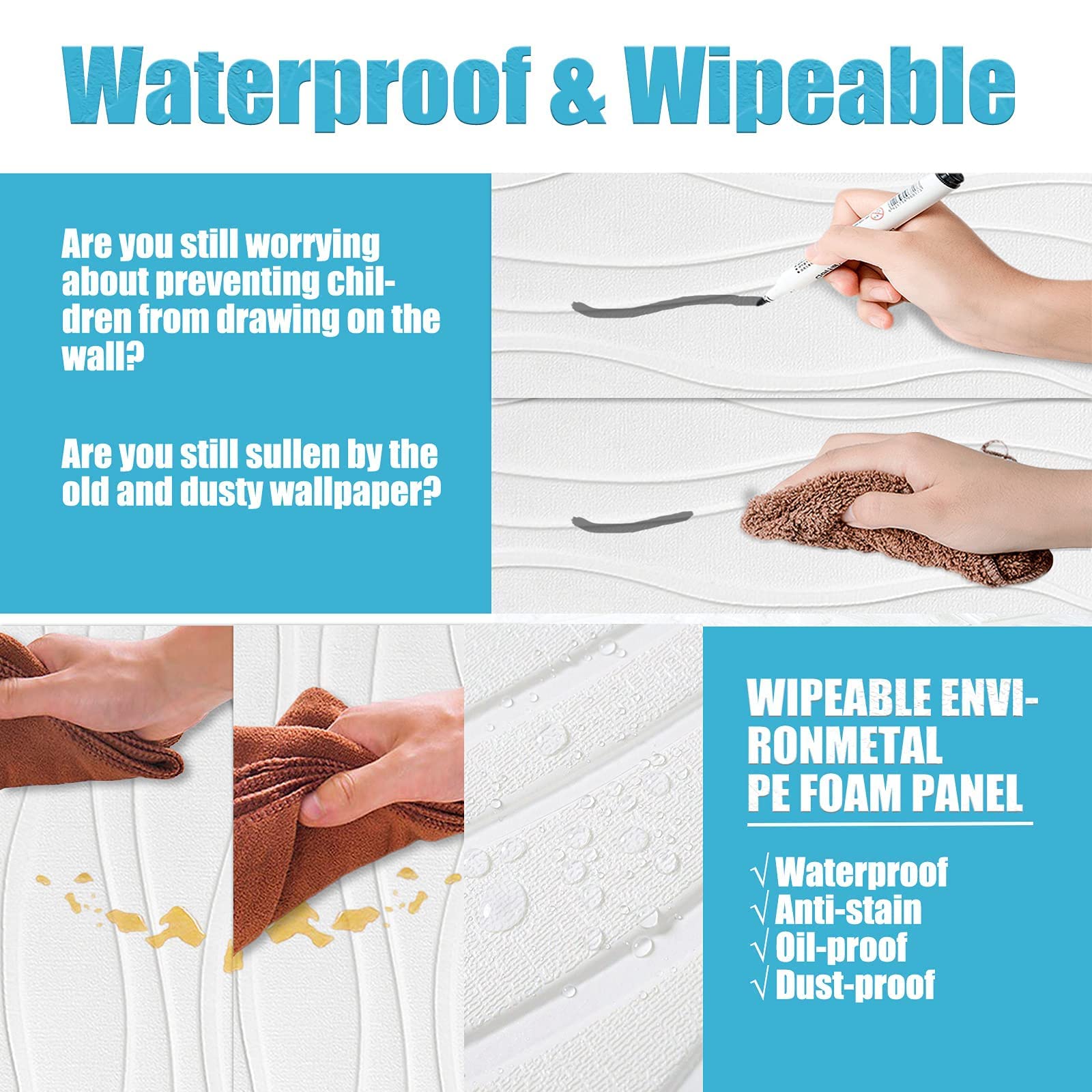 Buy Wasait 3D Wall Panels Peel and Stick Wave Large Faux Brick