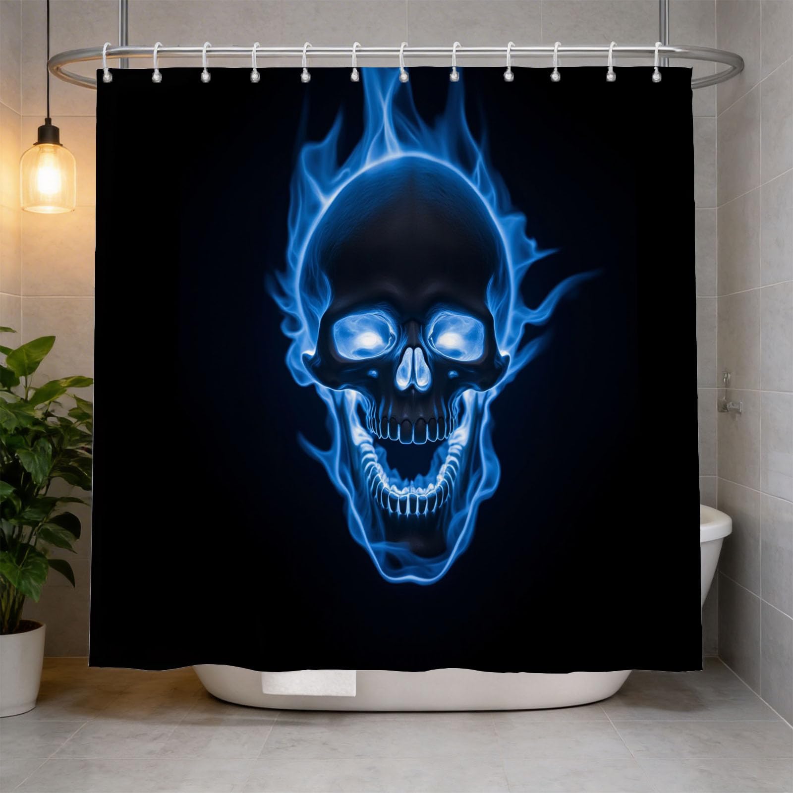 Hongduo 3D Skull Shower Curtain for Stalls Bathtubs Cool Bathroom Decor Shower Curtain Set Polyester Fabric Waterproof 200x200cm/79X79 Inch with Hooks