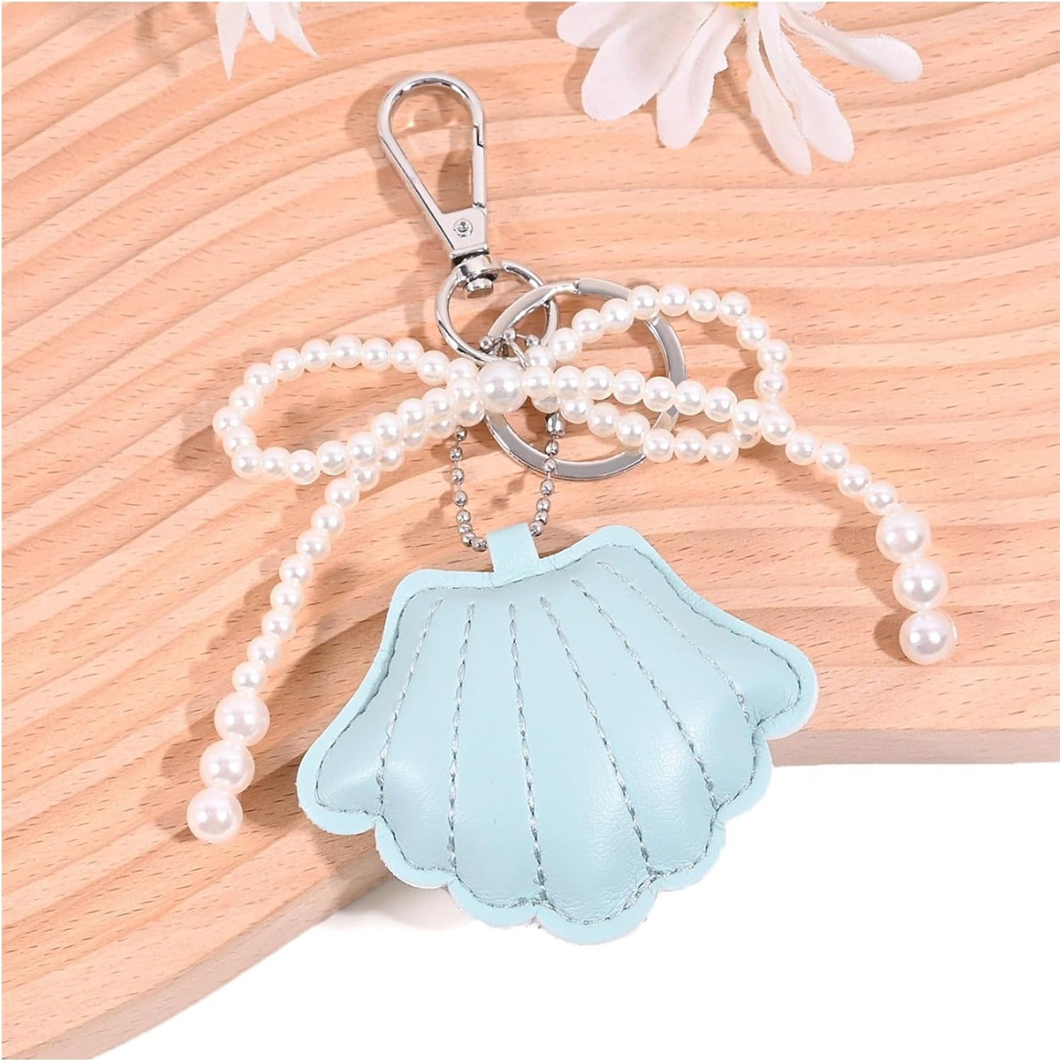 Angyape Bow Keychain Cute Pearl Seashell Beach Keychain Bag Charms Purse Charms for Handbags Summer Travel Gifts for Women image 5