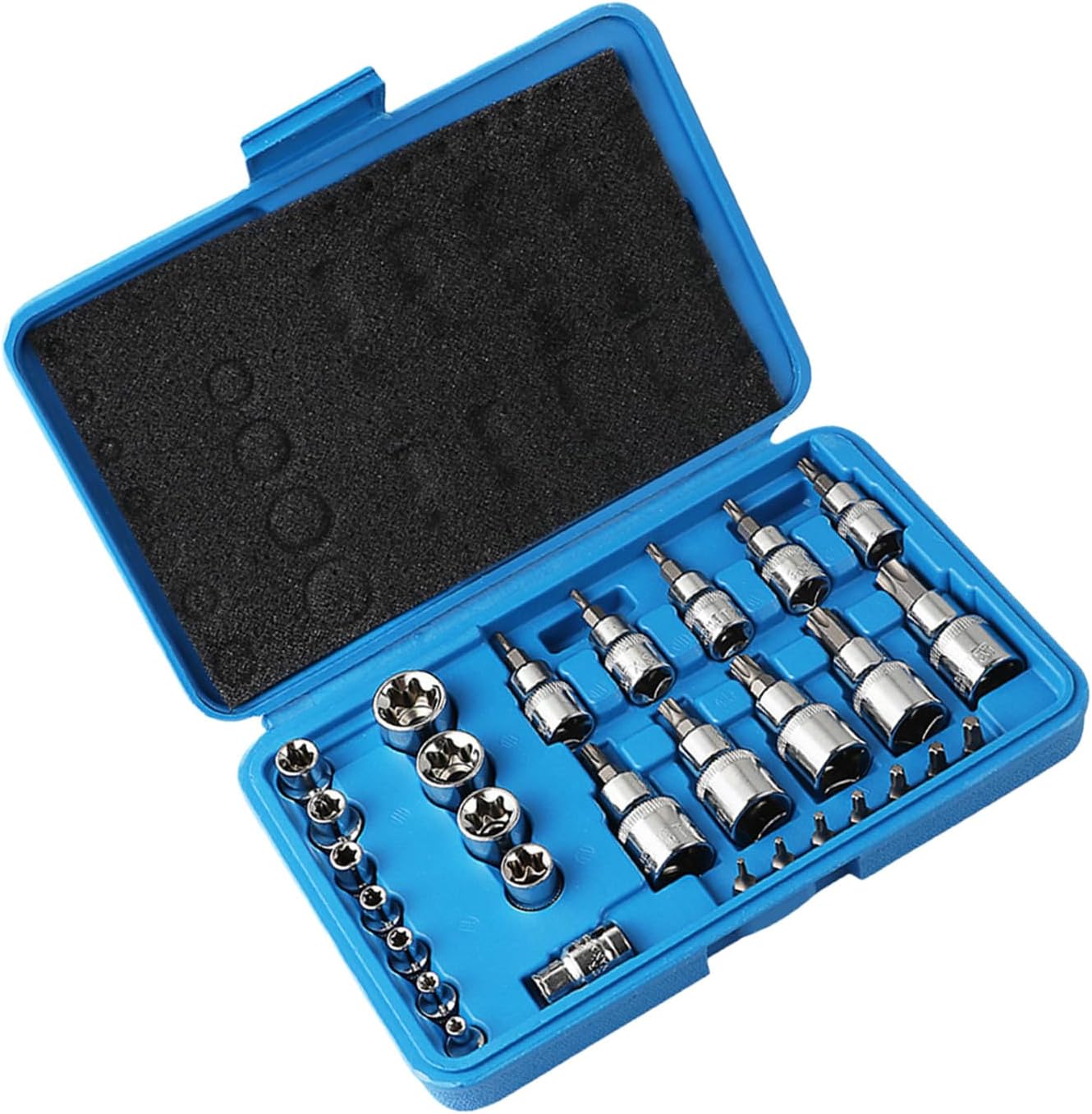 Ergonomic 29pc Mechanics Tool Set 1/4" 3/8" Drive Auto Motorcycle Repair Portable Storage Portable Automotive Tool Kit