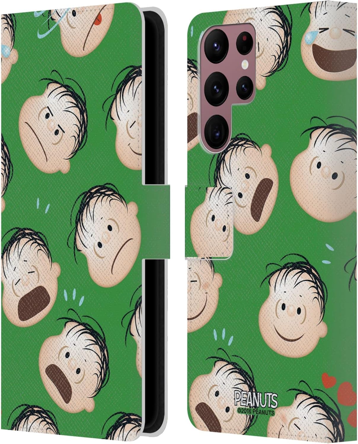 Head Case Designs Officially Licensed Peanuts Linus Character Patterns Leather Wallet Case Compatible with Samsung Galaxy S22 Ultra 5G