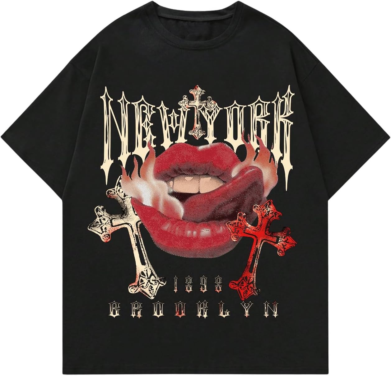 SOLY HUX Men's Y2k Graphic Tees Goth Vintage T Shirt Short Sleeve Crew Neck Streetwear Summer Tops