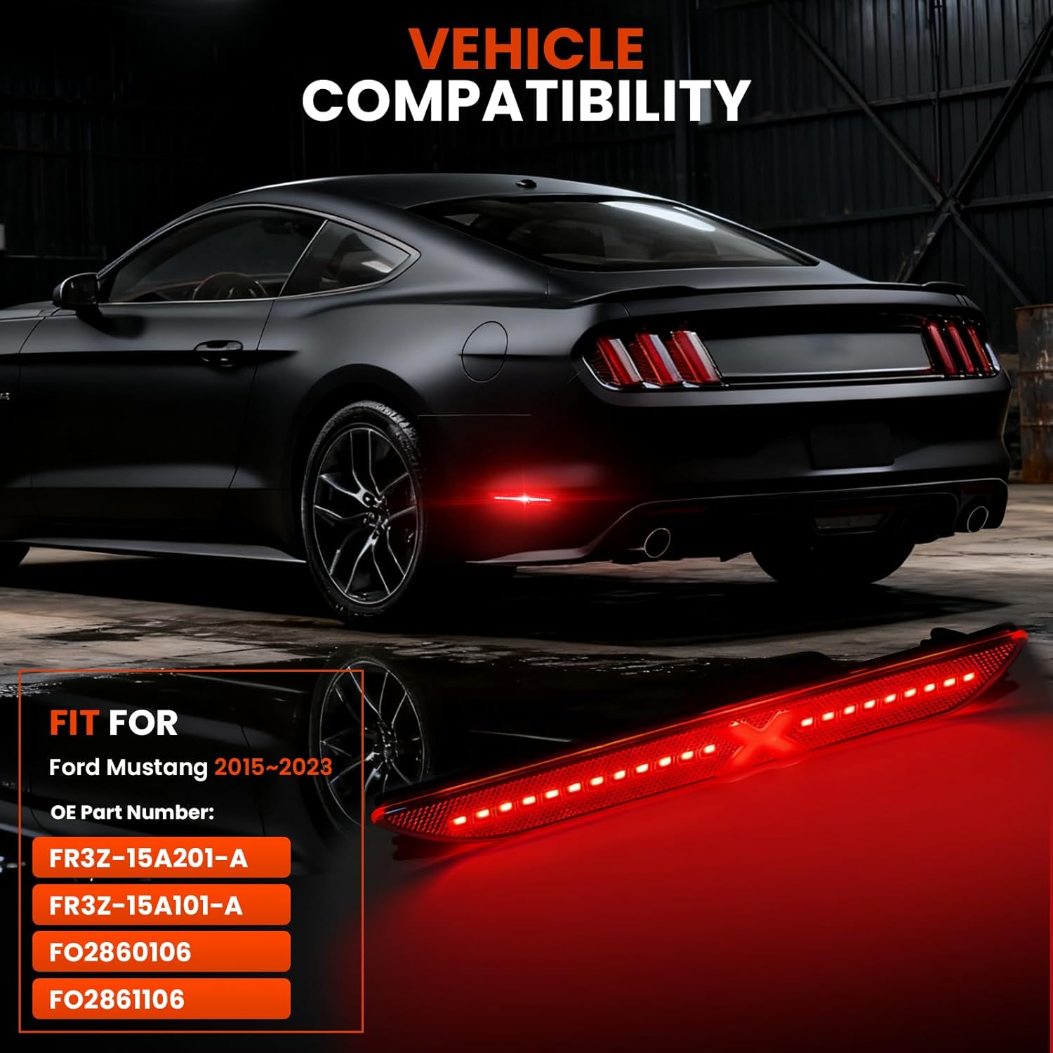 YCLL LED Side Marker Lights Fits for Ford Mustang 2015-2023(Patent Pending),Superbright X-Style Rear Bumper LED,Clean Lens,Red