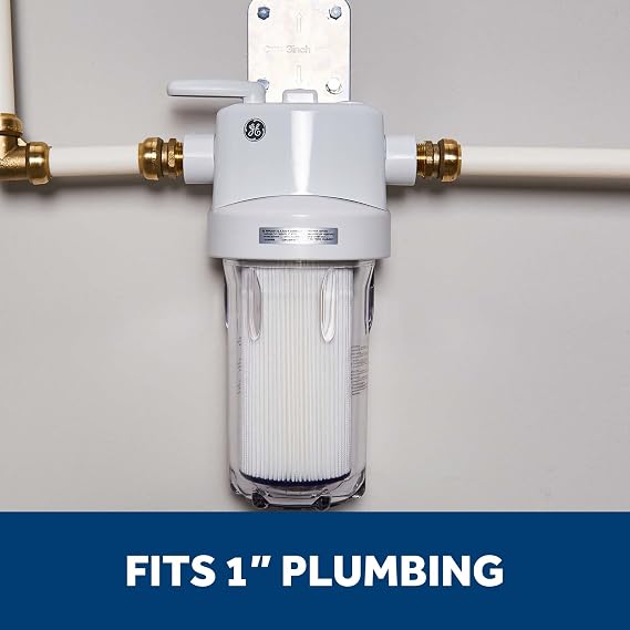 GE Whole House Water Filtration System, Reduces Sediment, Rust & More, Install Kit & Accessories Included, Replace Filters (FXHTC, FXHSC) Every 3 Months, GXWH40L