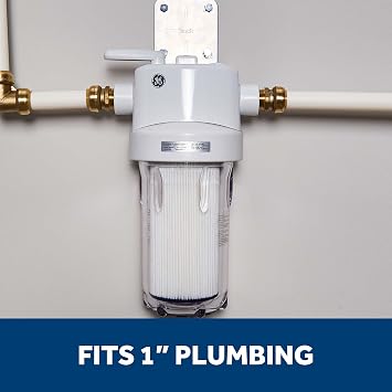 GE Whole House Water Filtration System, Reduces Sediment, Rust & More, Install Kit & Accessories Included, Replace Filters (FXHTC, FXHSC) Every 3 Months, GXWH40L