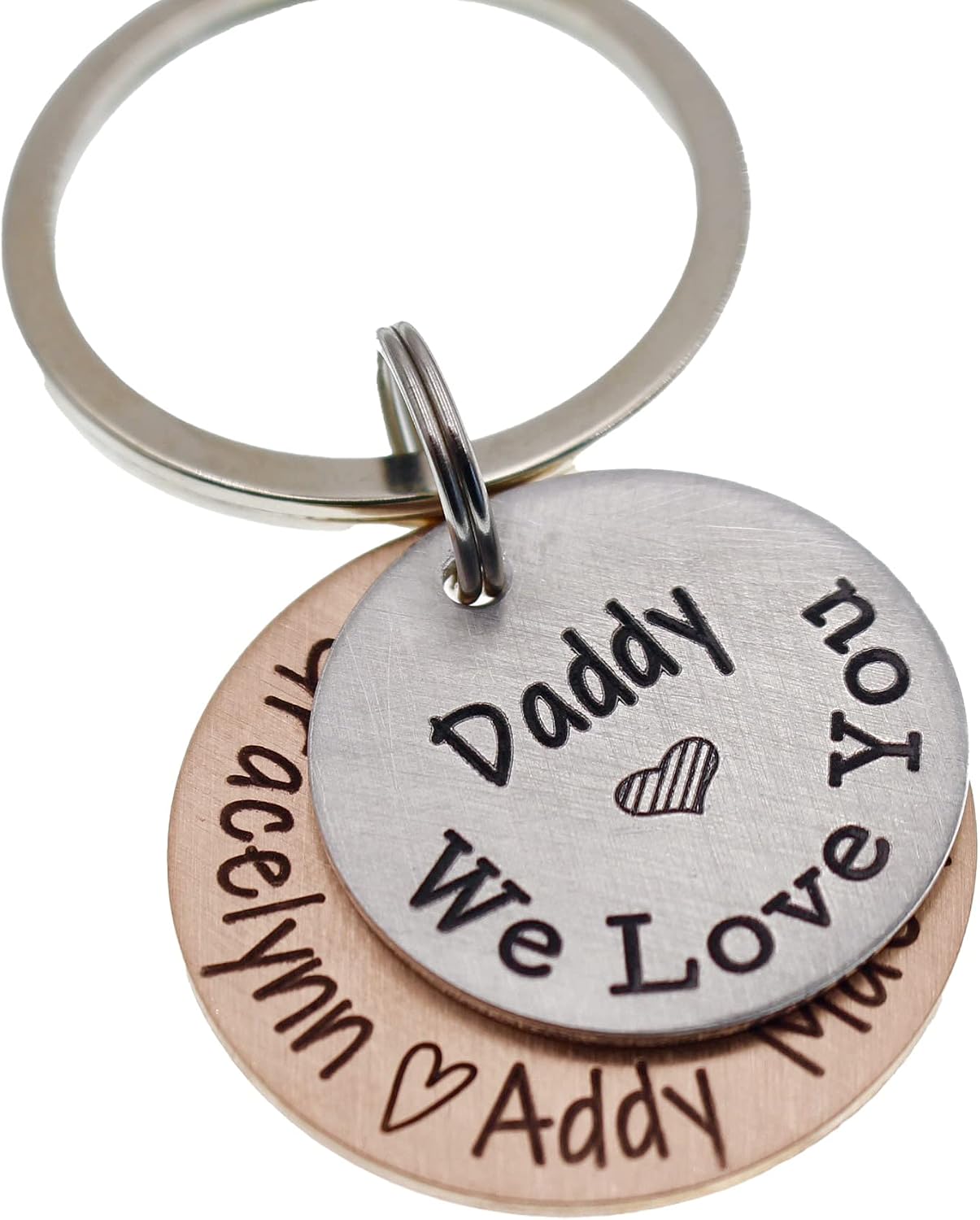 Father's Day Keychain for Grandpa - Personalized Mixed Metal Grandfather Key Chain from Kids