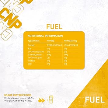 CNP Professional Fuel, Complex Carbohydrate Powder with CH20, 50g Carbs, Easy Digestion, 1.8kg, 36 Servings, Unflavoured (Pouch)