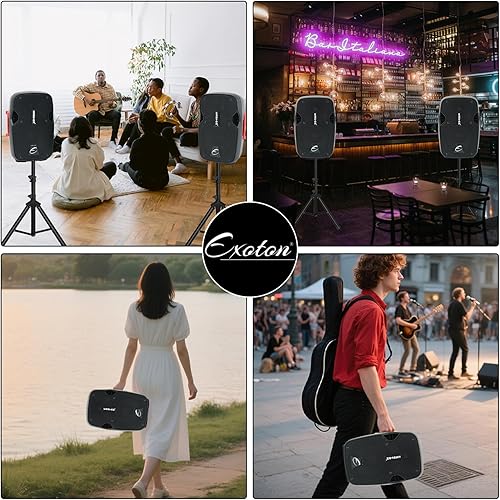 Miniatura 7 de EXOTON EX-08A - Altavoces PA profesionales de doble alimentación de 8 pulgadas, altavoces activos y pasivos de 2 vías, sistema de PA combinado con