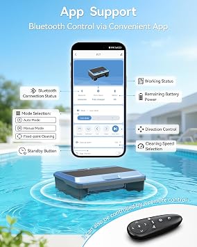 F1T Solar Powered Robotic Pool Skimmer Surface Cleaner with APP Support Dual Charging Options Smart Obstacle Avoidance 24/7 Continuous Cleaning Ideal for Above Ground Pool