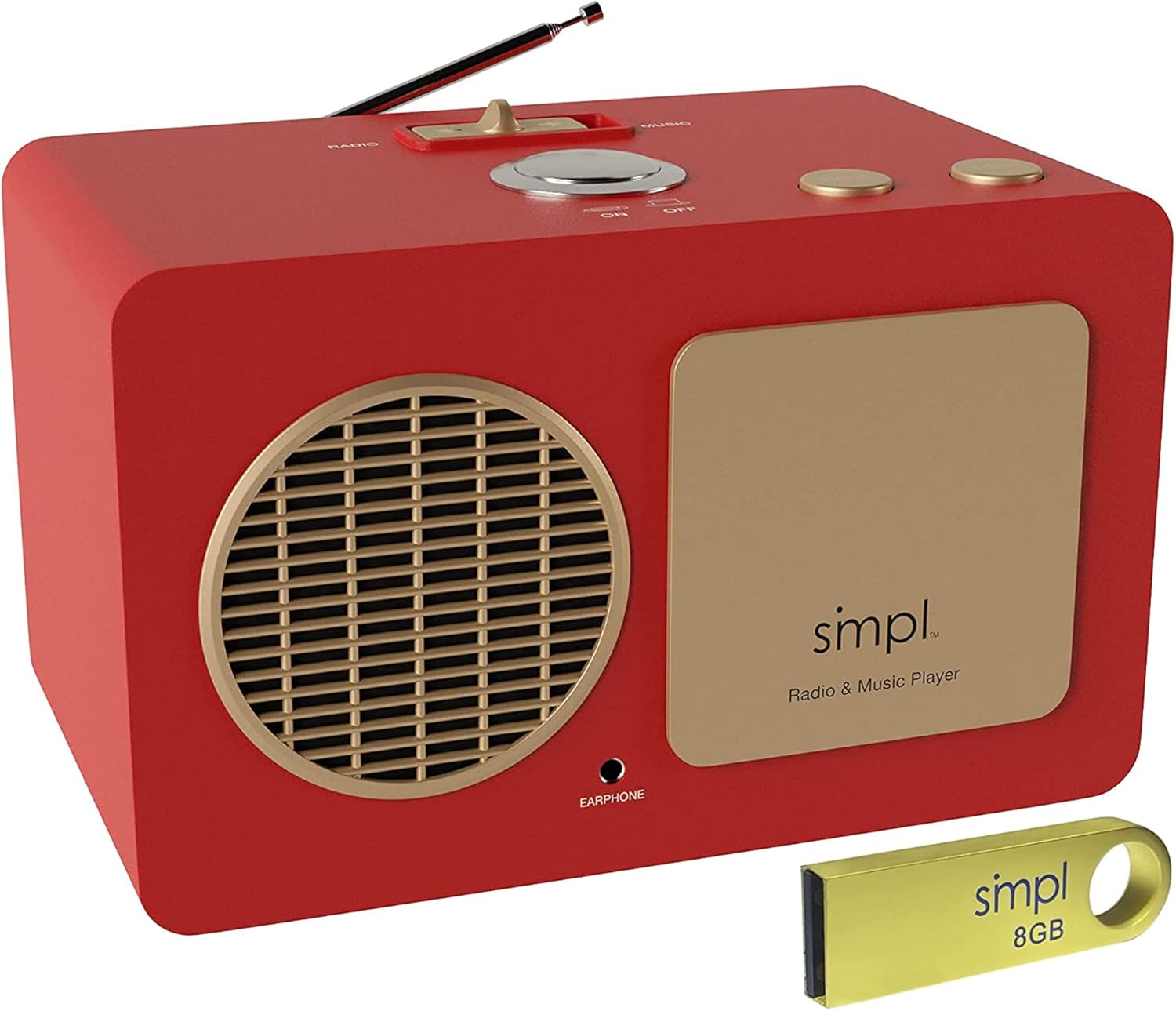SMPL One-Touch Music Player + Radio, Audiobooks + MP3, Quality-Sound, Durable Wooden Encloser with Retro Look, 4GB USB with 40 Nostalgic Hits Included, Live Technical Support with Sleepy Time : Electronics