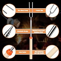 Vista 7 de BRIOUT - Palos para asar malvaviscos - Palitos para s'mores para fogata - Brochetas para hot dog y malvaviscos para fogata de camping - Tenedores