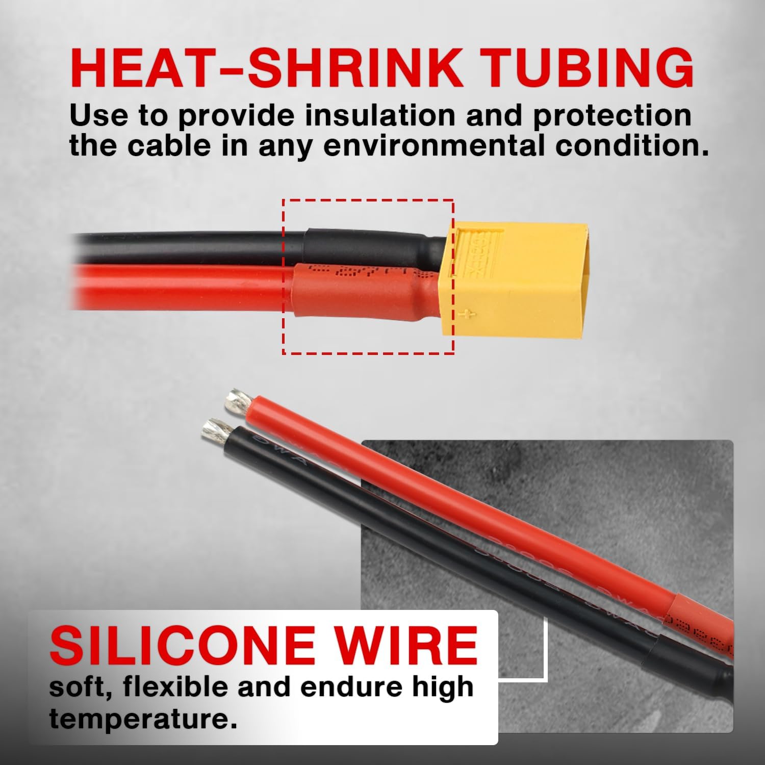 5 Pairs TMH XT60 Plug Connector Female and Male with 50mm - 12 AWG Soft Silicone Wire for RC Lipo Battery FPV Cable Drone Car Boat (5 Male+5 Female)