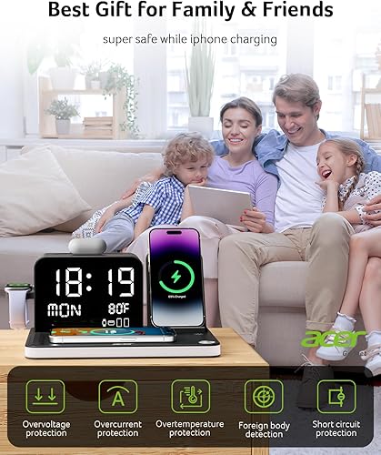 Miniatura 9 de acer Estación de carga inalámbrica 7 en 1 soporte de cargador para múltiples dispositivos para Apple - iPhone 16 15 14 13 12 Pro Max Apple Watch