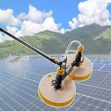 Cleaning Washing Brush Electric Solar Panel Cleaning Brush, Solar Panel Cleaning Rotating Brush, Handheld Solar Panel Cleaning Telescopic Rod, for High Pile Pond Sloping Roo,3.5M