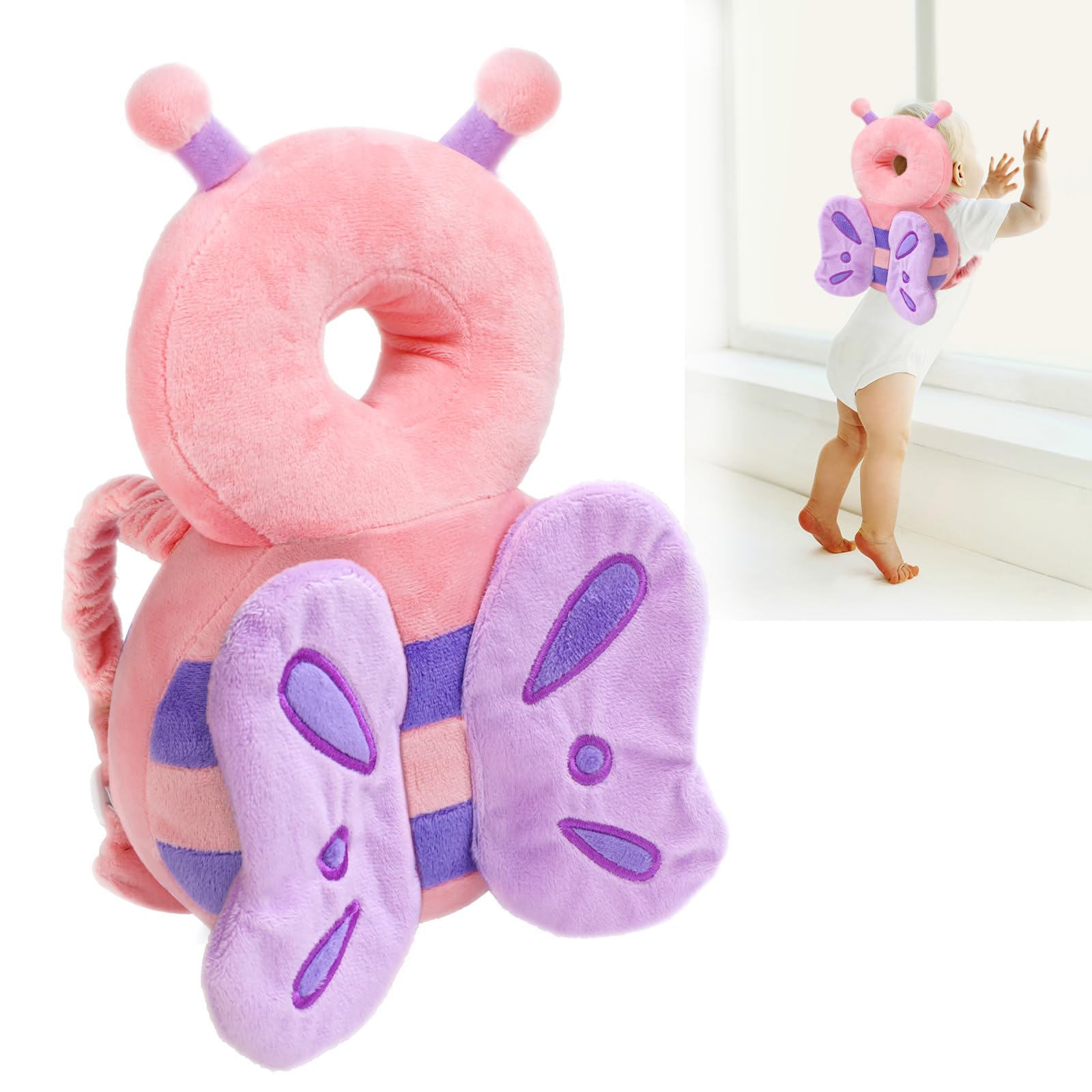 FSWWSF Kopfschutz Baby Fallschutz Rucksack Atmungsaktive Fallschutz Baby Kopf Verstellbare Umfallschutz Baby FüR Kinder Von 4 Bis 24 Monaten Baby Backpack Head Protector FüR Lauflerner