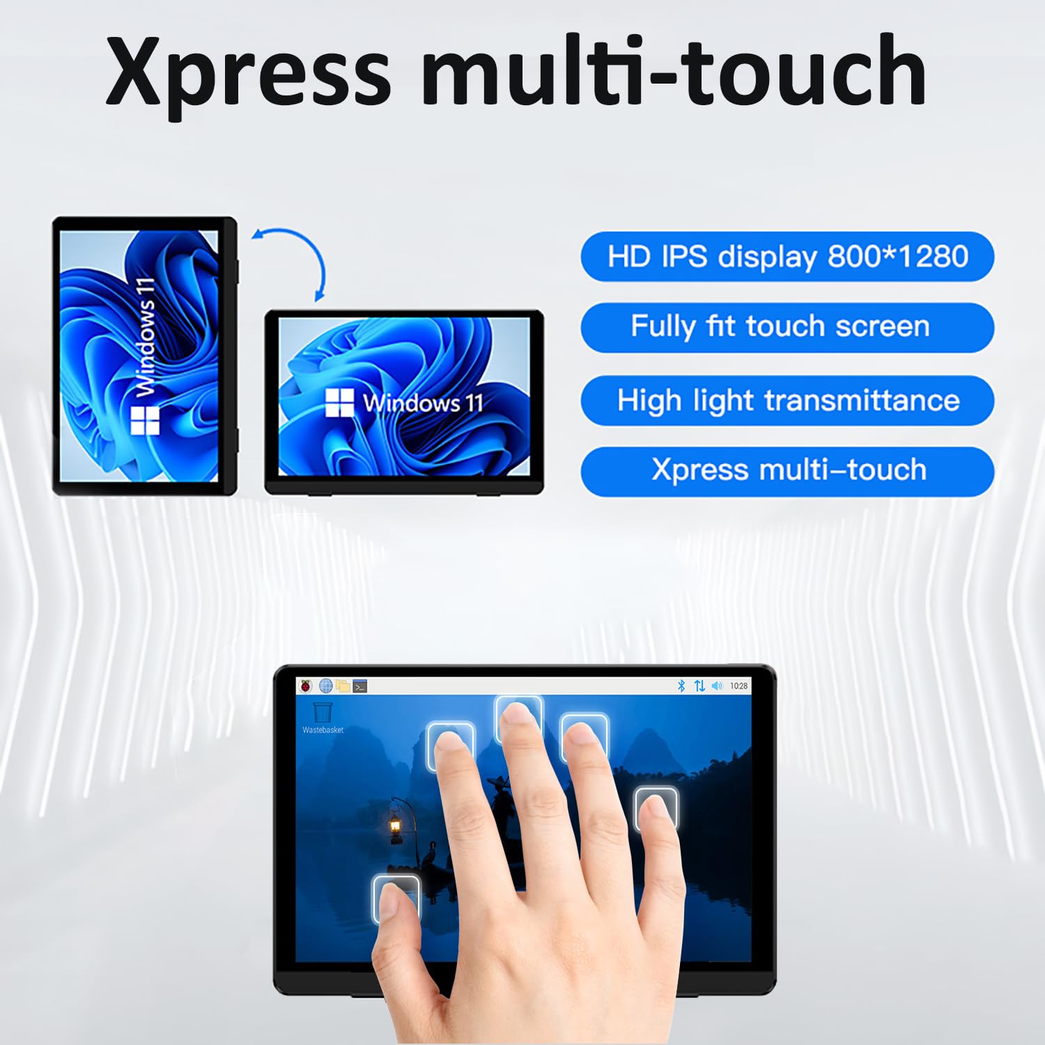 Mini PC Computer N200 mit Bildschirm, Tablet mit 16GB RAM, 512GB SSD | Computer Win11 mit 16g RAM Integriert, Wifi6 BT5.2 Batterie 3400mAh, Portable PC 7 Zoll TouchBildschirm mit Lüfter