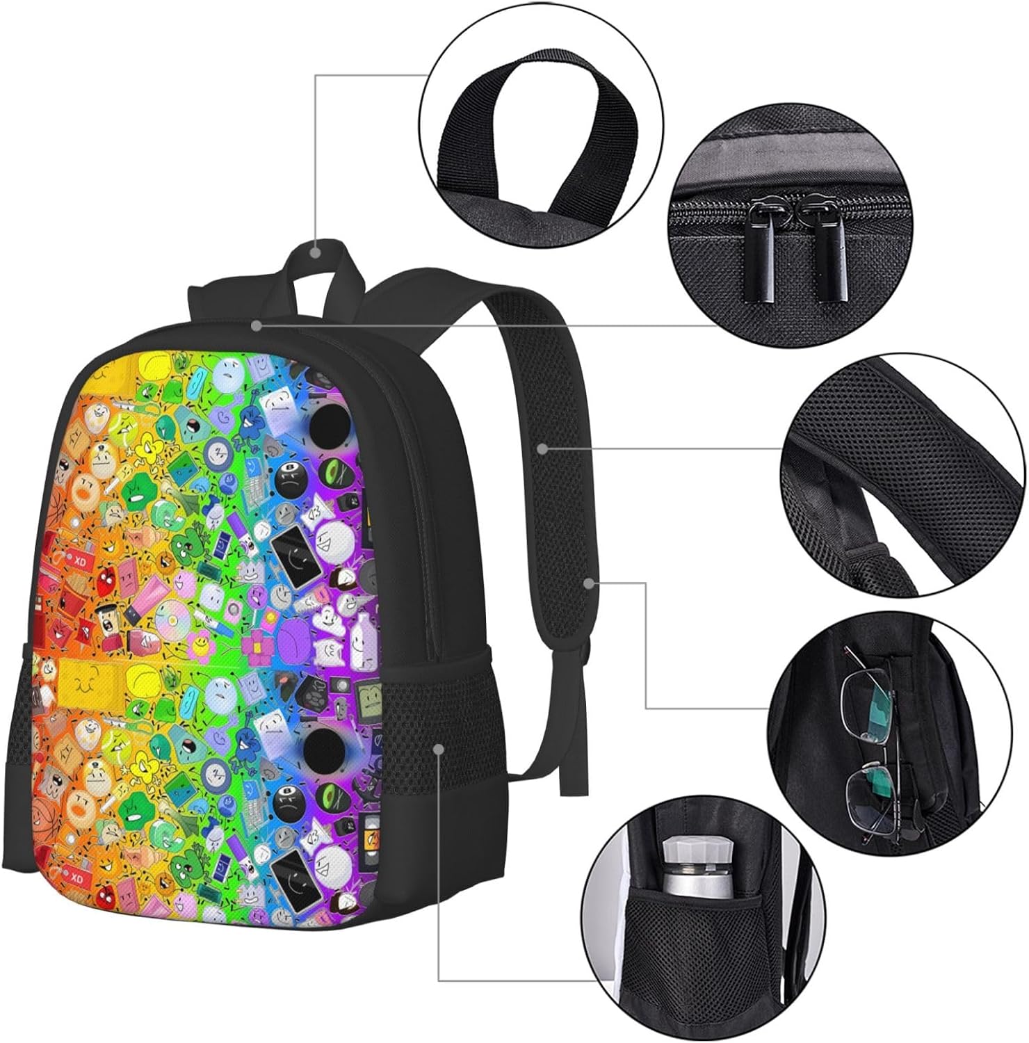 Bfdi-Battle for Dream-Island Backpack,3d Print Laptop Backpack Lightweight Casual Daypack Bookbag Multi-Function Travel Backpack 16.5 In