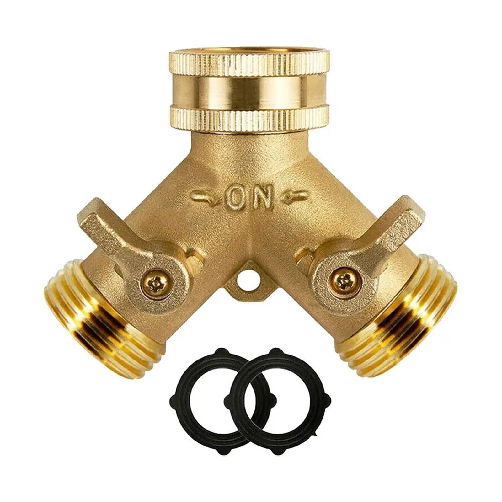 2 pz Attrezzi da Giardino Connettore in Rame 3/4 Tubo Acqua Y-Tee Rubinetto Splitter di Controllo Regolabile Flusso per Tubo Flessibile