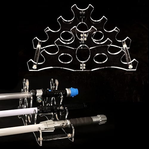 WANLIAN Soporte de sable de luz Soporte para sable de luz Soporte de sable de luz Gancho de espada de 6 capas de acrílico trapezoidal de escritorio