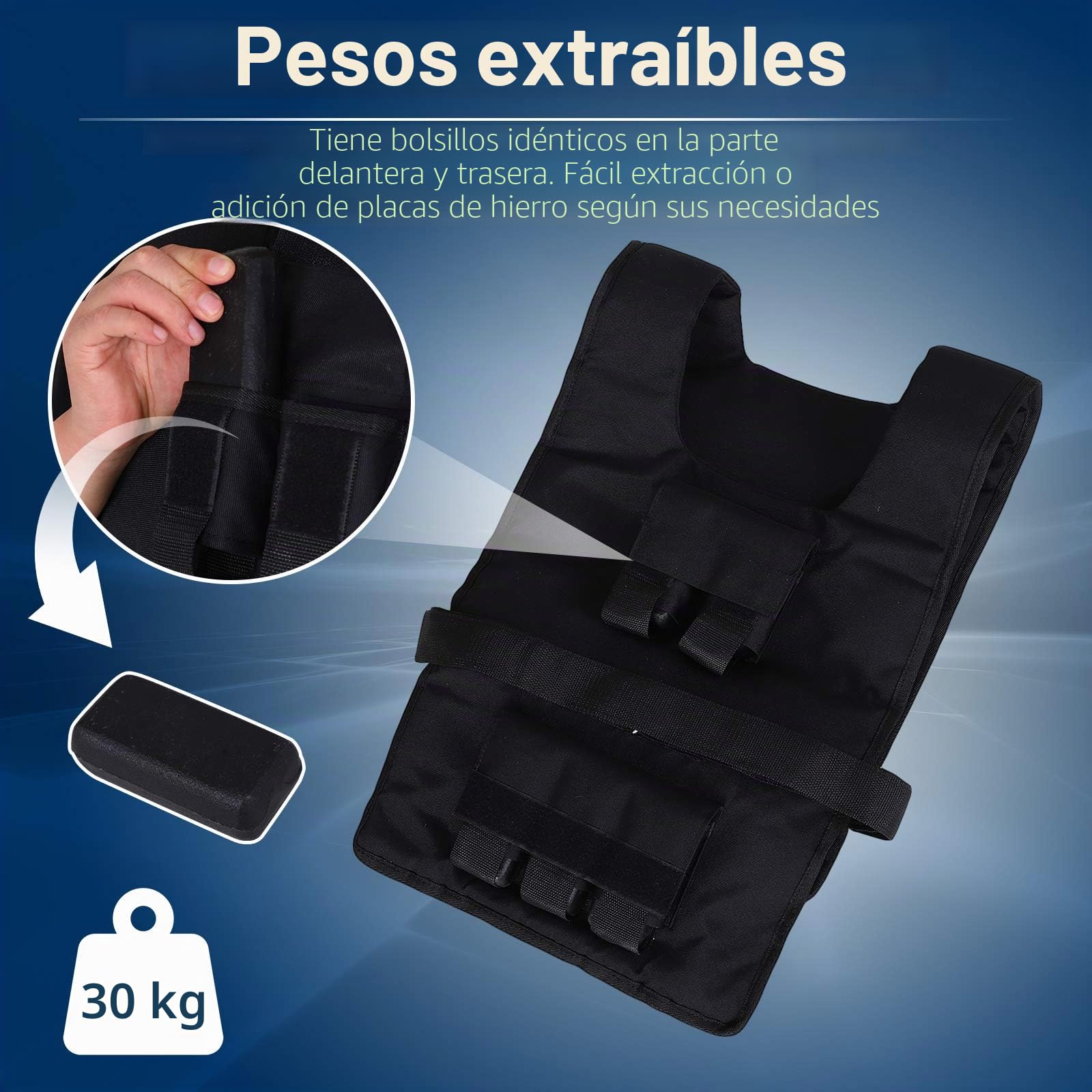 HOMCOM Chaleco de entrenamiento con pesas 30kg ajustable